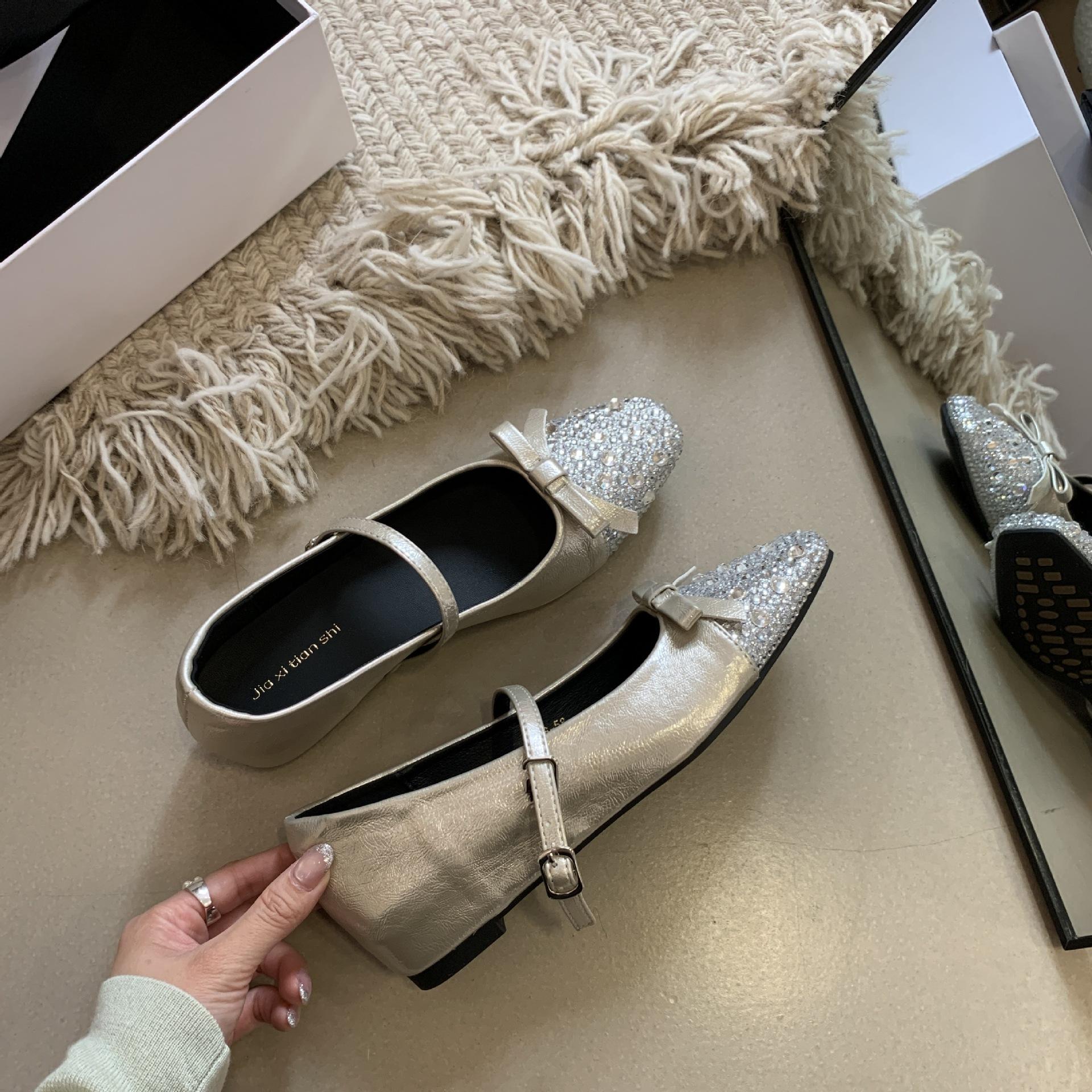 Women s Square Toe Platform Bowknot Rhinestone Spring Vintage Style Pumps - Fashionable Footwear 35