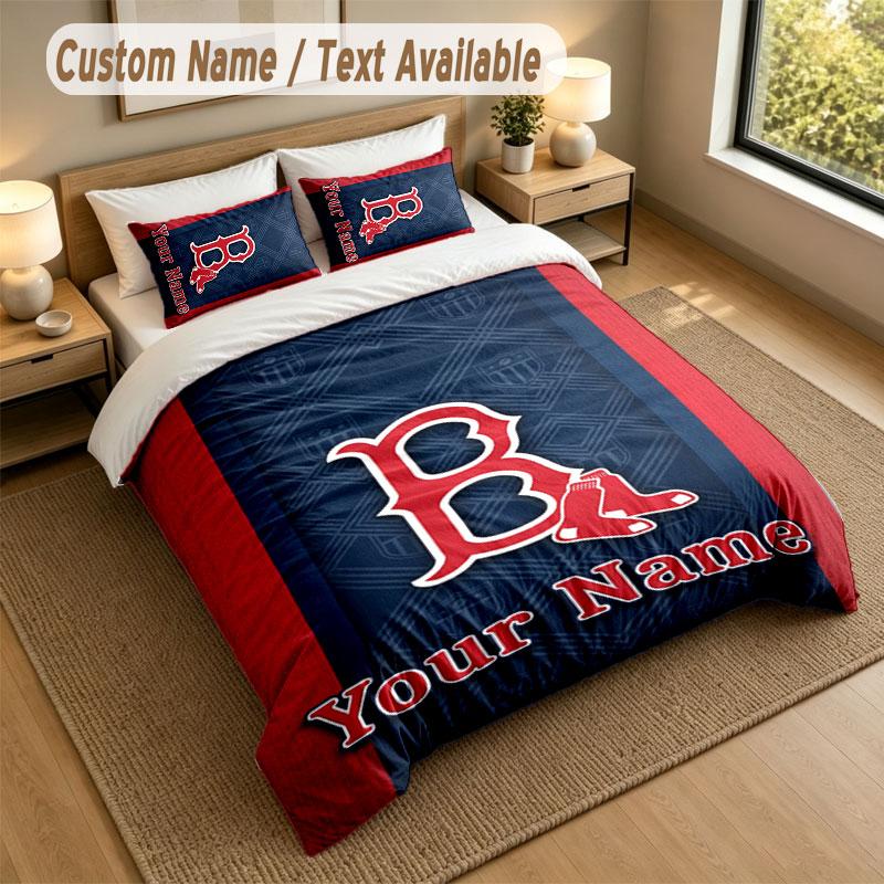 Bedding Set 1 Duvet Cover 2 Pillowcases Boston Red Sox Print Soft Bed Linen Bedroom Decor