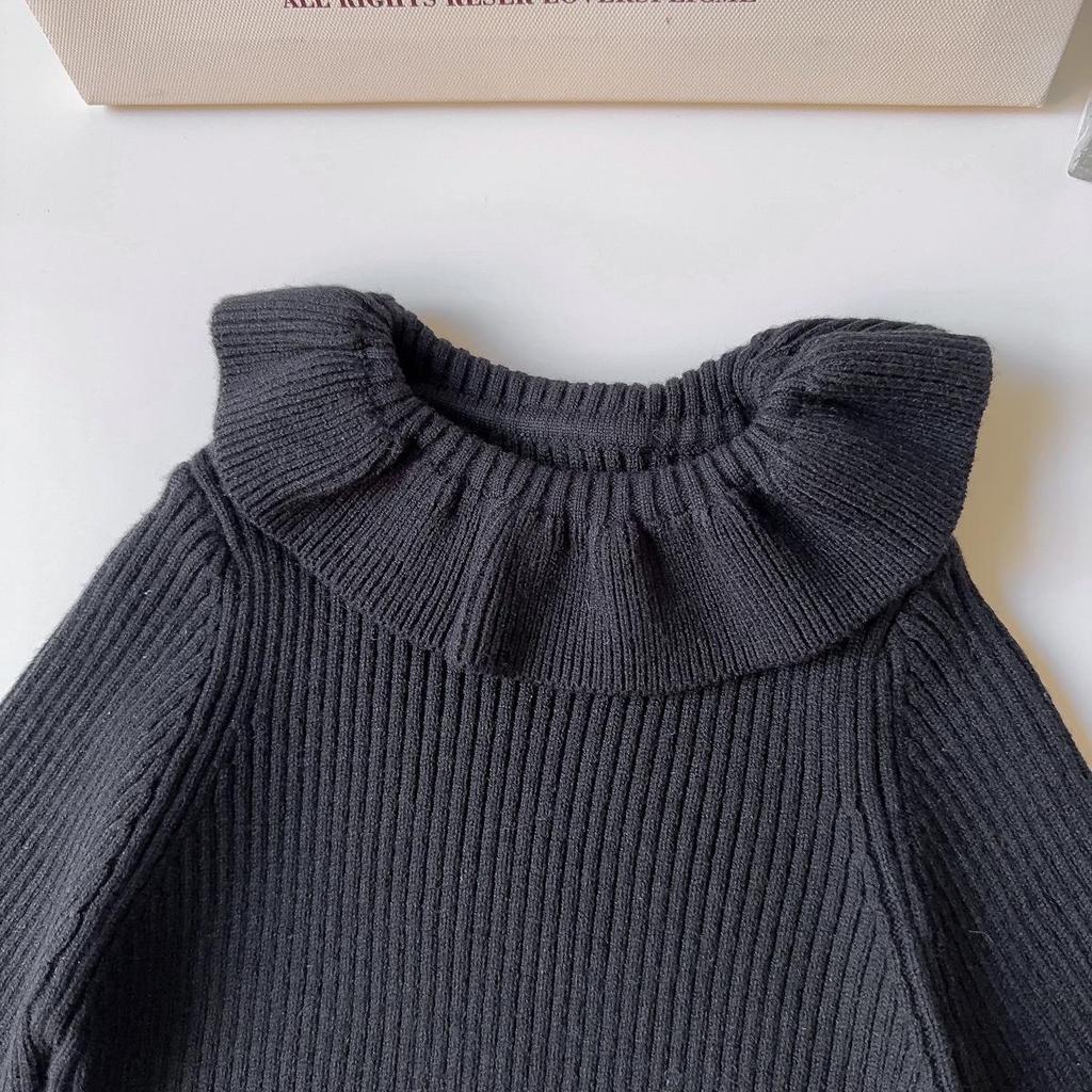 Mädchen Winter Strickpullover mit französischem Rüschenkragen