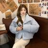 Bow pink stand-up collar down cotton jacket women's short winter 2025 new Korean version thickened jacket