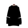 Harajuku Pentagram Lace Embossed Women's Polar Hoodies Punk Gothic Cute Bunny Oversize Hooded Velvet Sweatshirt Jersey Streetwear