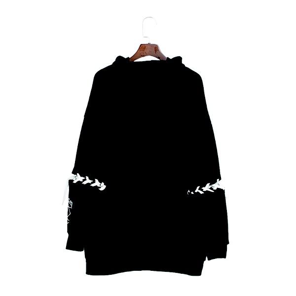Harajuku Pentagram Lace Embossed Women's Polar Hoodies Punk Gothic Cute Bunny Oversize Hooded Velvet Sweatshirt Jersey Streetwear