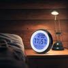 Round Shape Household Touching Digital Electronic Alarm Clock with Temperature Humidity Display