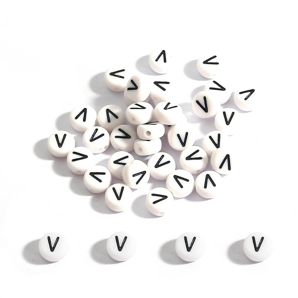 100Pcs Acrylic Letter Round Flat Beads DIY Jewelry Making Accessories
