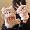 Cute Headphones Cat Thickened Plush Gloves Winter Warm Gloves Student Cycling Gloves