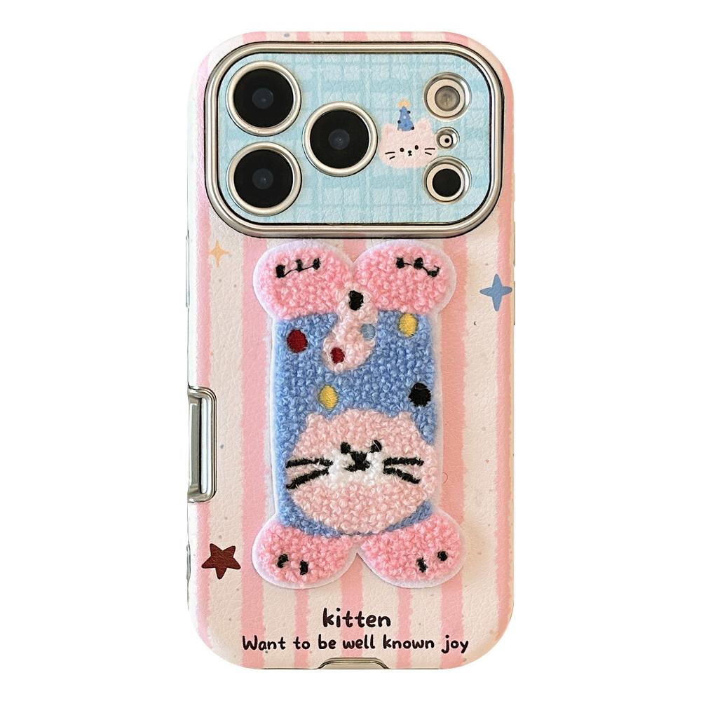 Suitable for Autumn and Winter Iphone17promax Apple 16 Mobile Phone Case 15 Plush Cartoon Animals 13 Leather Mobile Phone Case