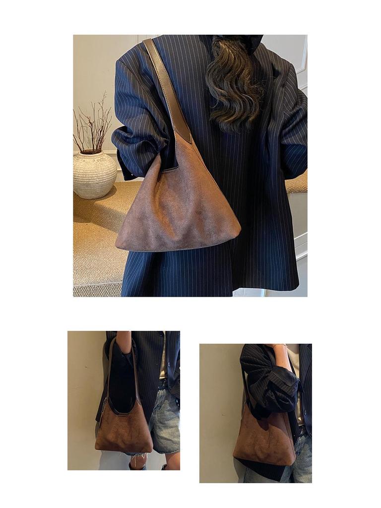 Große Wildleder-Tasche mit Leopardenmuster im koreanischen Stil - Mode Herbst/Winter 2025 Retro Ein-Schulter Umhängetasche für Damen