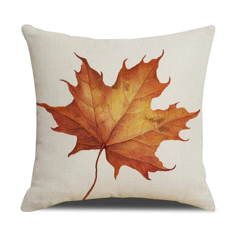 Thanksgiving Pillow Covers,Pumpkin & Autumn Leaf Design, Soft Flannel Sofa Cushion Covers for Home Decor,45x45cm, No Pillow Insert