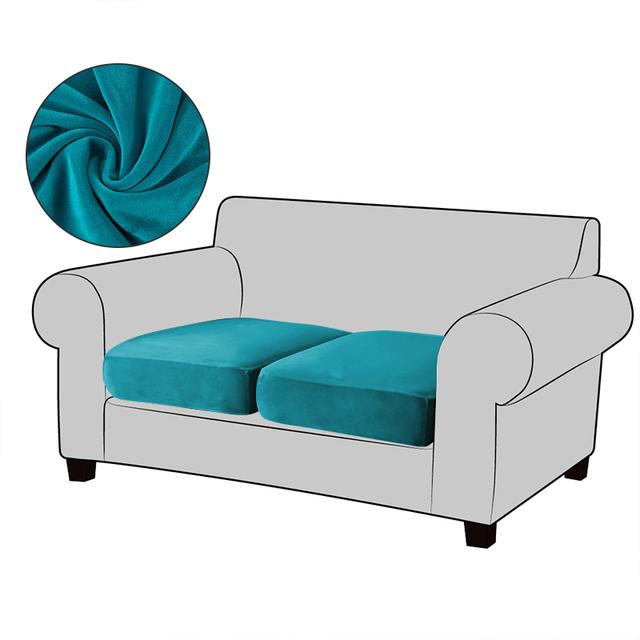 White Velvet Sofa Seat Cushion Cover Elastic For Living Room Corner Couch Cover Stretch Sofas Case Seat Slipcover 1 2 3 4 Seater for Home