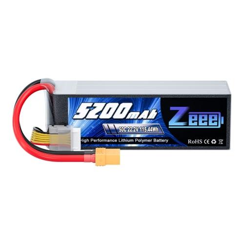 Zeee 6S LiPo Battery, 22.2V 50C 5200mAh, High-Capacity LiPo Battery with XT90 Plug, for RC Cars, Drones, and More
