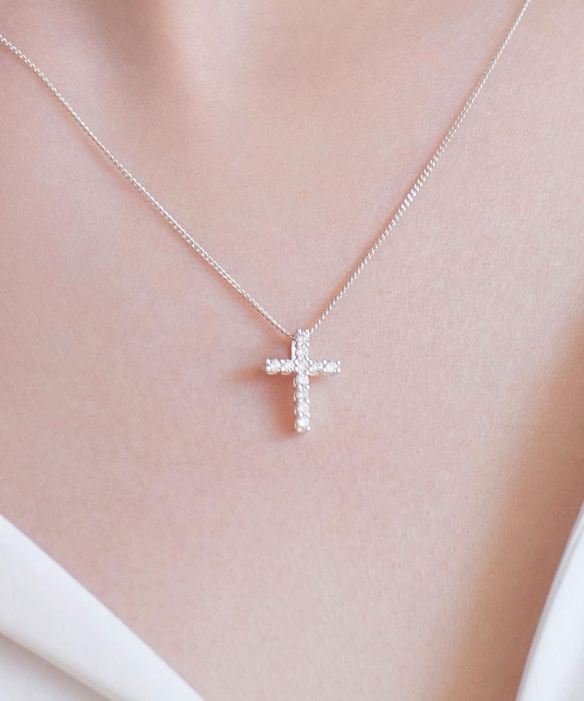 Dmoment Celeste Silver Cross Necklace (925 Silver)