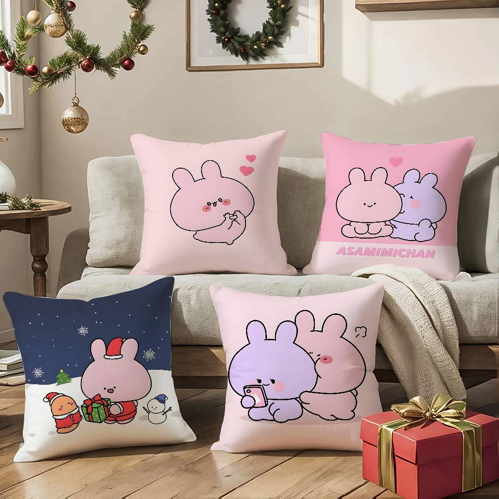 Cartoon A-Asamimichan-MT Cute Bunny Singer Pillow Case Comfort Sofa Bed Silky Elegant Invisible Zipper Decorative Cushion Cover