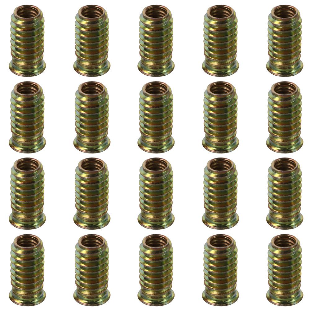 20 stuks M6 M8 M10 houten meubelschroefmoeren van koolstofstaal met zeskantige dop en schroefdraad voor houten inzetstukken