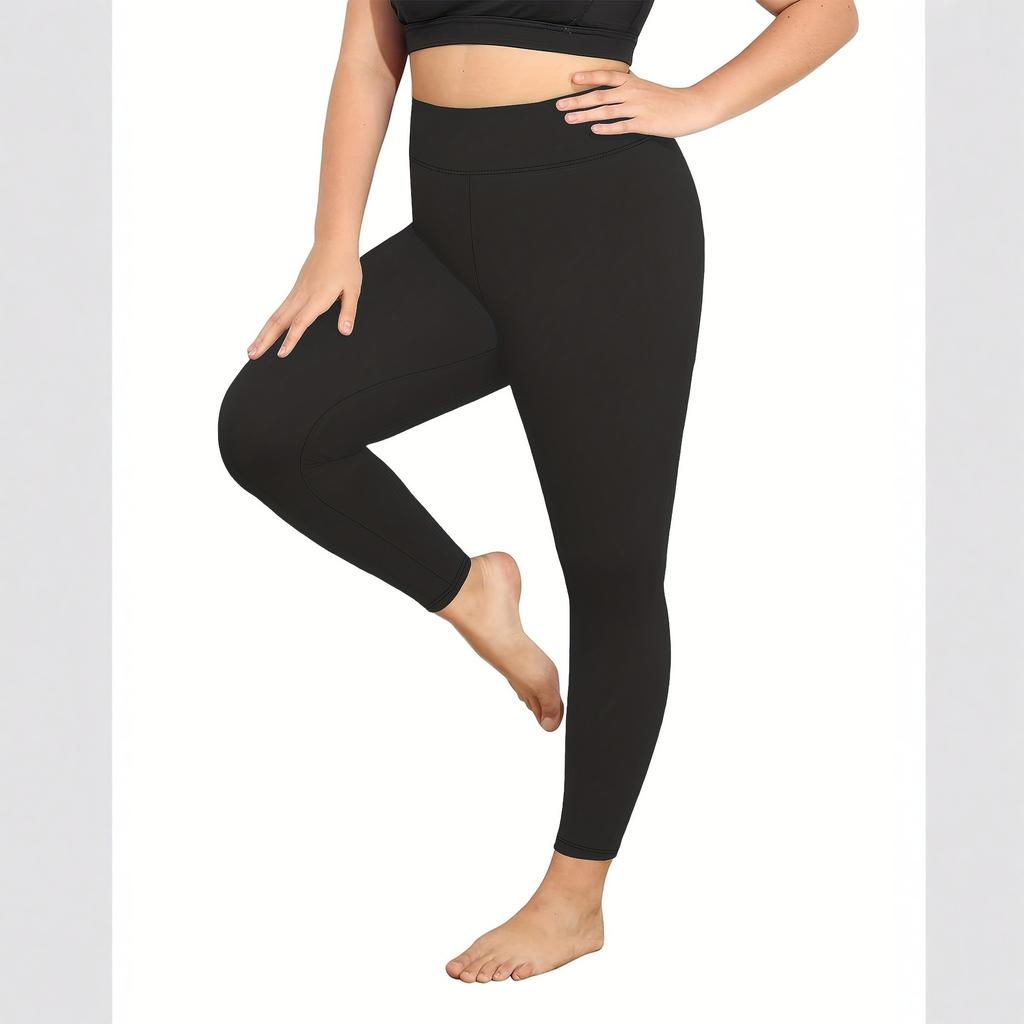 Women's Fashion Solid Colour Padded Thickened Bottom Pants High Waisted Skinny Pants Warm Pants