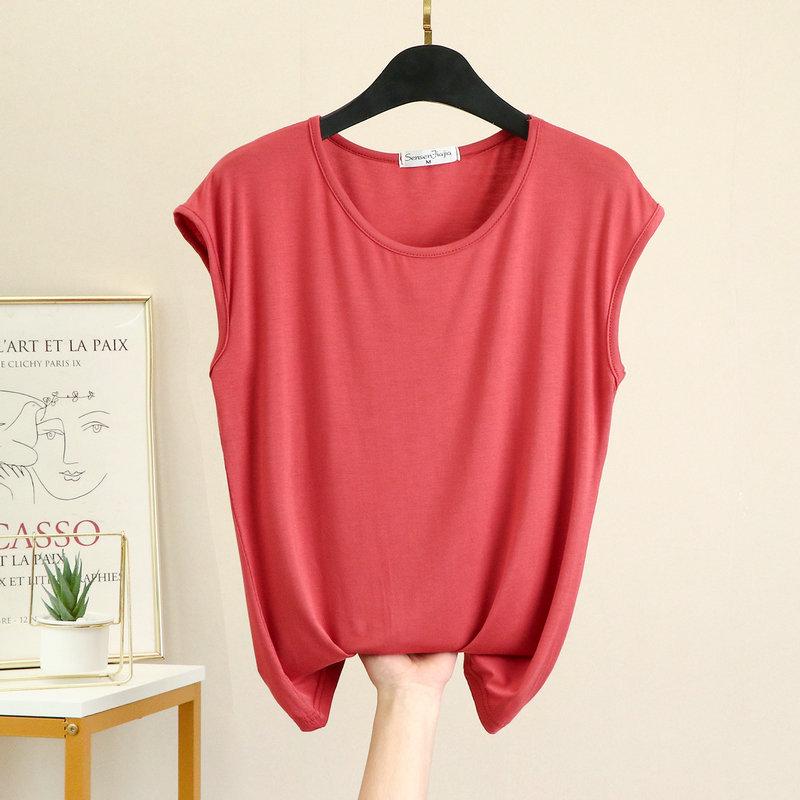 Women's Summer Loose Modal Sleeveless Round Neck Top - Solid Color, Large Size, Thin Home Vest