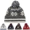 Cozy Retro Knitted Hat Soft Snow Flake Jacquard Pompoms Beanie Warm Winter Hat Scarf for Women