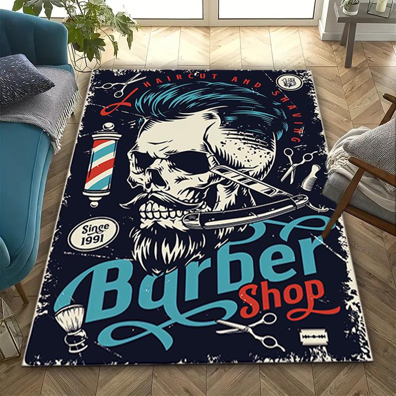 1PC Skull Dark Gothic Pattern Printed Carpet Rug for Living Room Bedroom Home Sofa Decoration,Non-slip Floor Mat Floor Mat