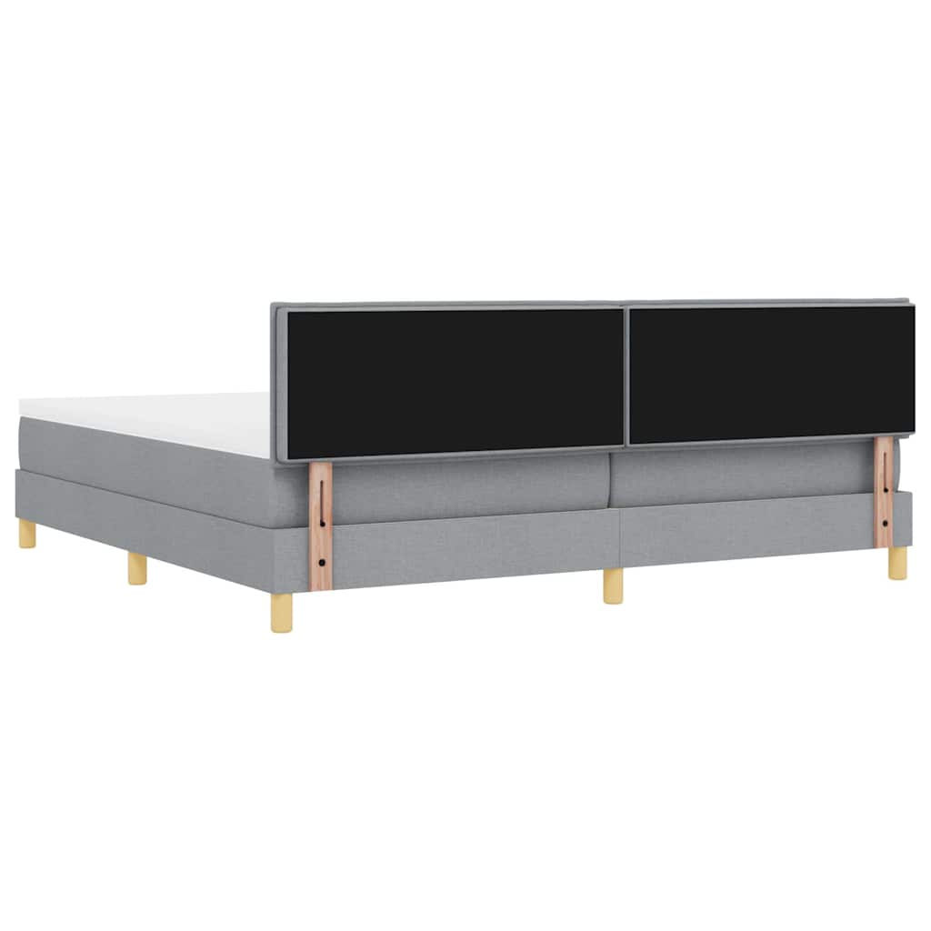 LED Boxspring Bed with Headboard Light Gray 200 x 200 cm Fabric
