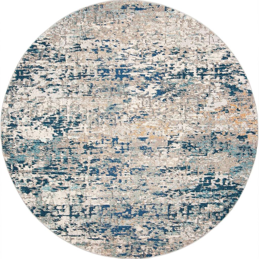 Blue Round Area Rug - Modern Tonal Shift Design, Non-Slip Soft Carpet for Living Room Bedroom Decor