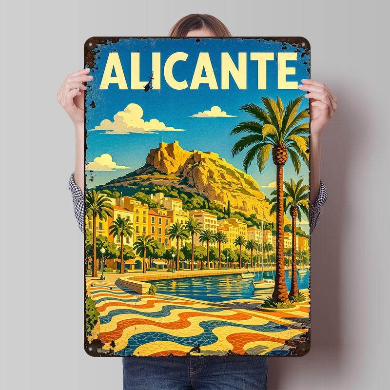 Alicante Travel Tinplate Poster Customized Wall Art Vintage Metal Signs Retro Tin Plaque for Decoration Home Decorations House