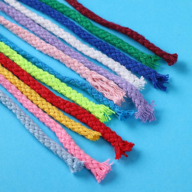 5mm Thick Colored Cotton Rope - 10 Meters Hand-Woven Eight-Strand for DIY, Drawstring Bags, and Hat Ropes
