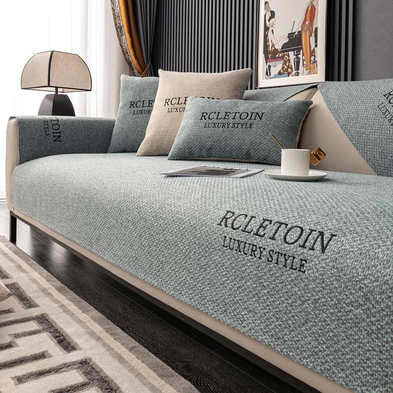 Универсальный нескользящий чехол для дивана с мягкой льняной хлопковой подушкой для дивана на все времена года Удобный нескользящий чехол для дивана set 30 50 1309₽