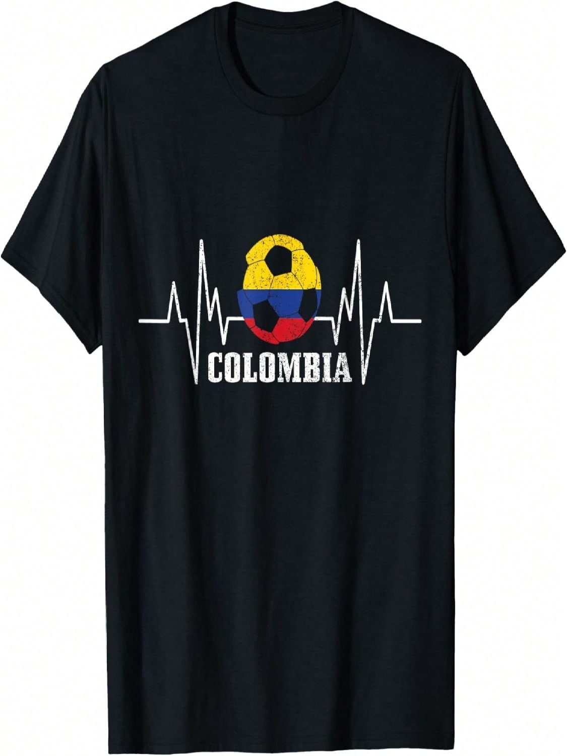 Colombia Heartbeat Colombian Flag Fan Pride Football T-Shirt S