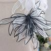 Handmade Beaded Large 3D Embroidery Chiffon Patch Feather Crystal Tassel Fabric Flowers Wedding Applique DIY Decoration