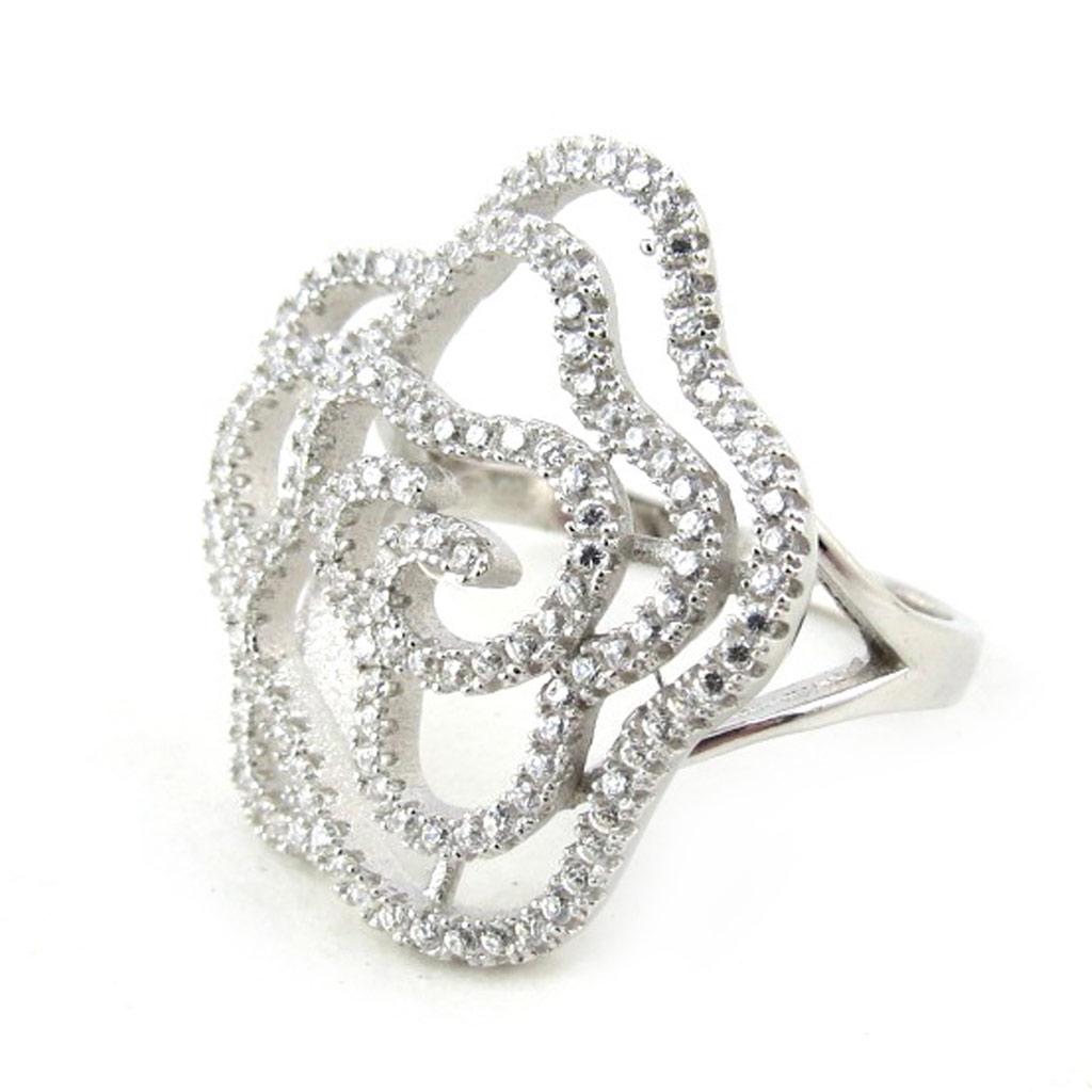 Silver Ring 'Rosa Romantica' White
