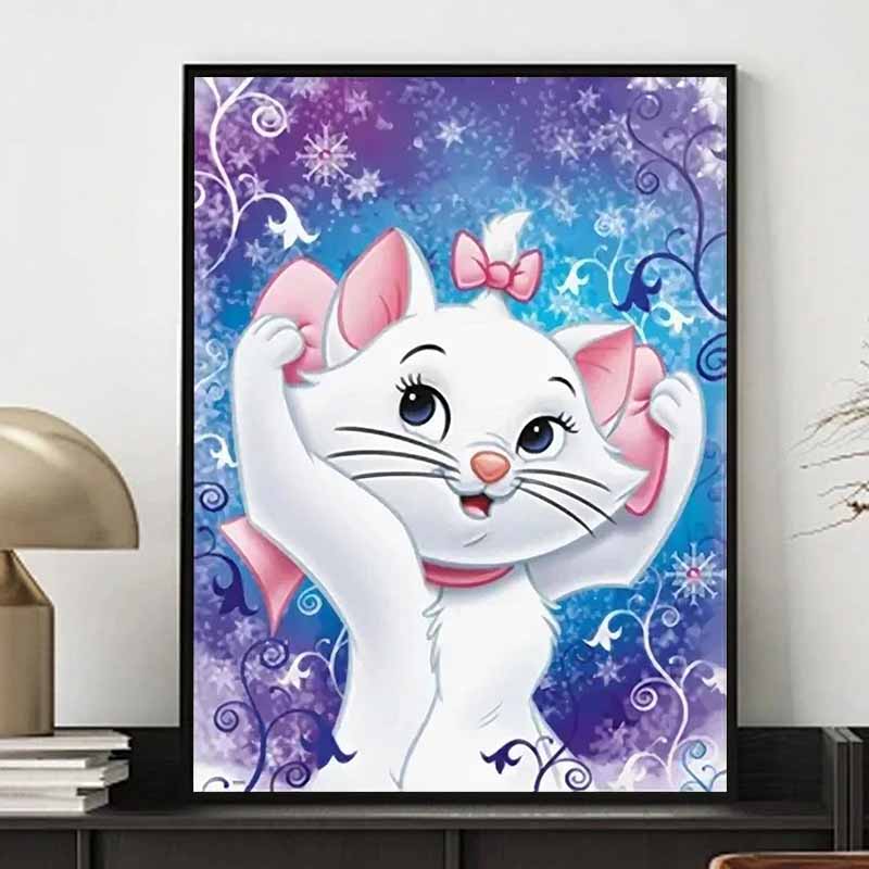 Disney Diamond Painting Marie Cat Ice And Snow Theme Art Painting, Diamond Mosaic Cross Stitch Diamond Inlaid Room Decoration Gift
