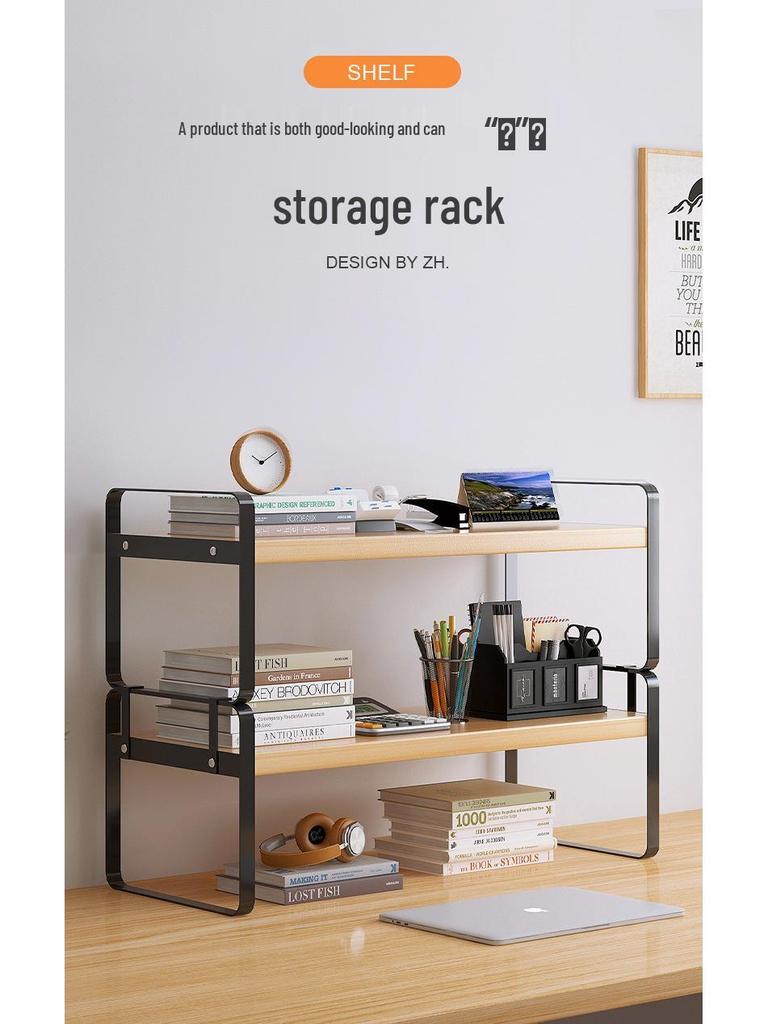 Wrought Iron Desktop Bookshelf for Bedroom, Living Room, or Office - Small, Simple Tabletop Organizer