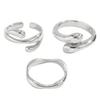 Eye Catching Gold/Silver Tone Rings Set Unique Bendable Rings Jewelry Set Liquid Lava Shaped Rings for Fashion Lovers