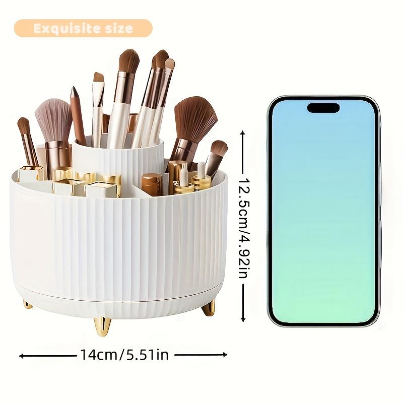 Rotating Makeup Organizer, 360 Degree Swivel, Minimalist Design, High Gloss ABS Plastic, Great for Bedroom, Dresser, Bathroom Storage