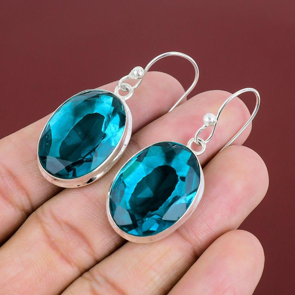Faceted Indicolite Earring Genuine Gemstone Earring 925 Sterling Silver Earring Beautiful Indicolite Jewelry Handmade Earring Gifts For Wife