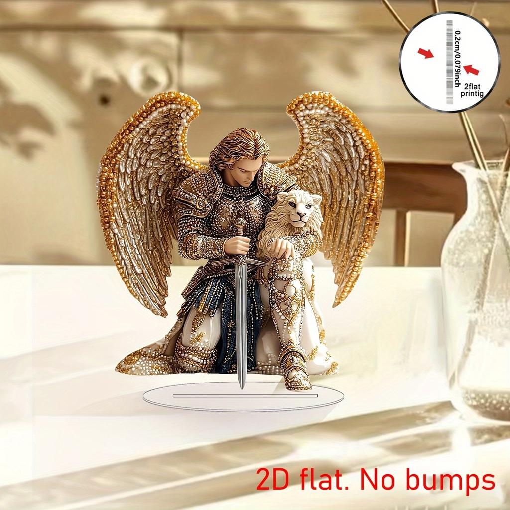8in Golden Angel Anime Guardian Deity Acrylic Figurine 2D Desktop Bedroom Office Colorful Photography Prop Decoration Gifts Toy