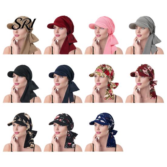 Cappello estivo leggero da donna, foulard, motivo floreale, lacci, nastro, turbante, tessuto morbido, accessorio per copricapo, cappello parasole per esterni, viaggi, ciclismo