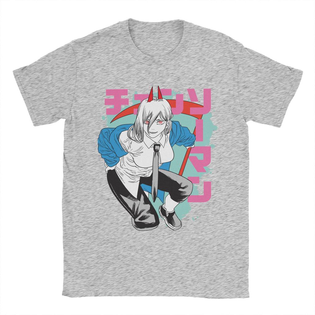 Power Chainsaw Man T-Shirt Men Anime Funny Pure Cotton Tees Crew Neck Short Sleeve T Shirt Graphic Clothing