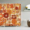 Unframed Vintage Rainbow Floral Shower Curtain 70s Colorful Stripe Fun Elegant Bohemian Abstract Style Bathroom Decoration Showe