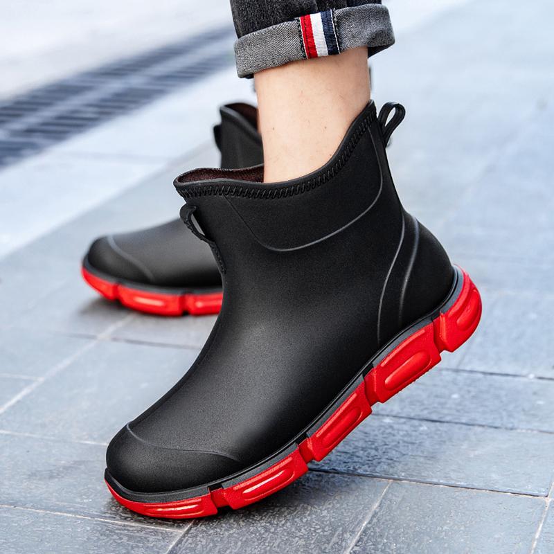 Fashion New Men's Rain Boots Rubber Gumboots Mid-calf Waterproof Working Boots Comfort Non-slip Fashion Men's Rain Boots Rubber Gumboots