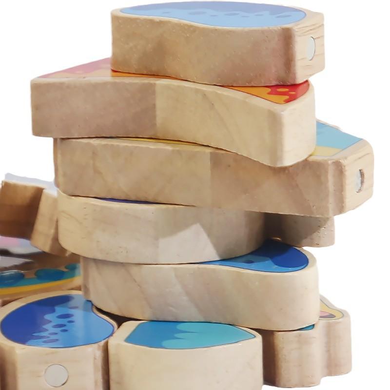 DIY Magnetic Wooden Dinosaur 3D Puzzle Blocks - Educational Toy for Children