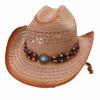 Paper Straw Cowboy Hat With Wide Brim For Summer Sun Protection And Fashion Style