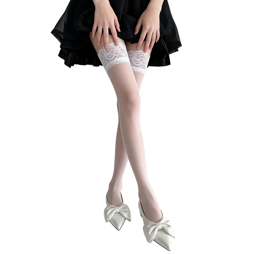 Plus Size Ladies Stockings Thigh High Floral Comfortable Light