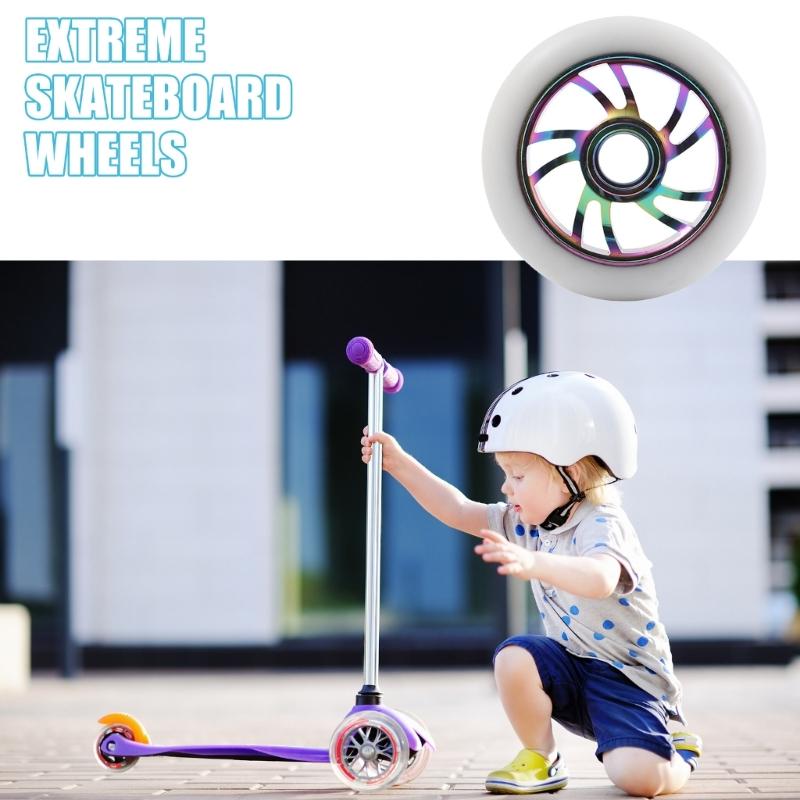 Professional 10cm Skateboard Wheel Premium Aluminum Alloy Rims PU Tires Precisions Bearing for Smooth Rolling Ridings