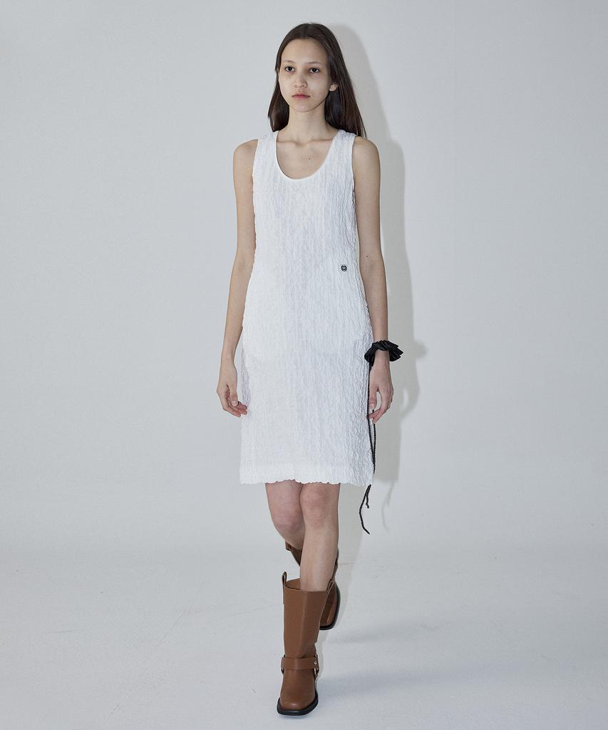 Enor Wrinkled Shirring Dress - White