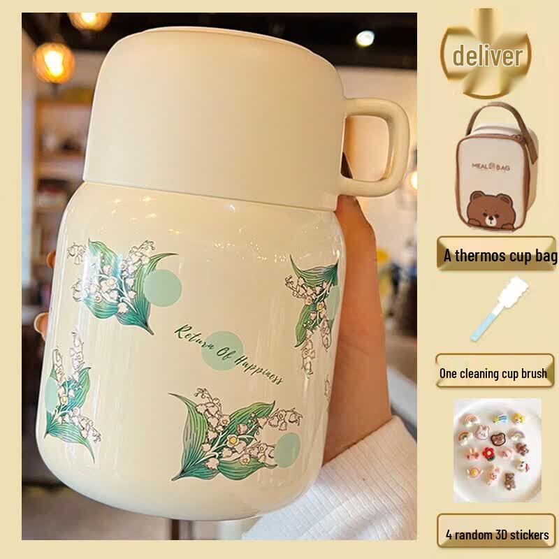 QIWAI 316 Stainless Steel Silver-Lined Portable Insulated Food Jar