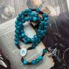 Prayer Beads Necklace Catholic Jewelry Blue Glass Beads Crucifix Charm