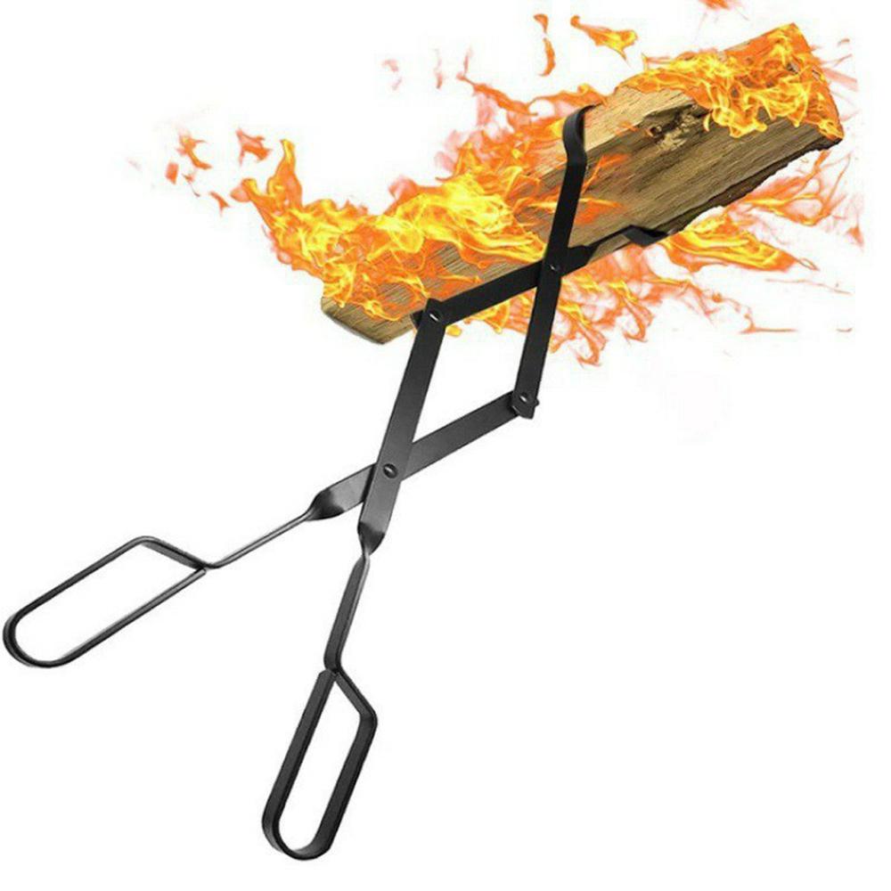 

Indoor Outdoor Firewood Steel Tong Foldable Fireplace Fireproof Firewood Clamp Tool Type A