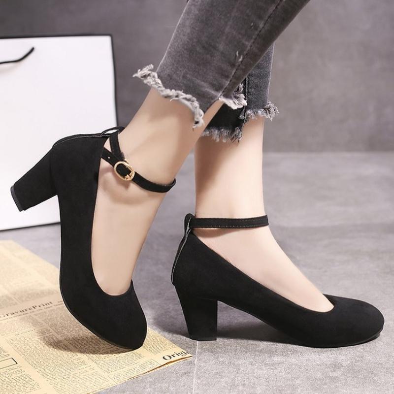 Fashion Fashion Versatile Woman Shoes Summer New Round Toe Heel Shoe Simple Women Casual Shoes Anti Slip Shallow Mouth Women Single Shoe
