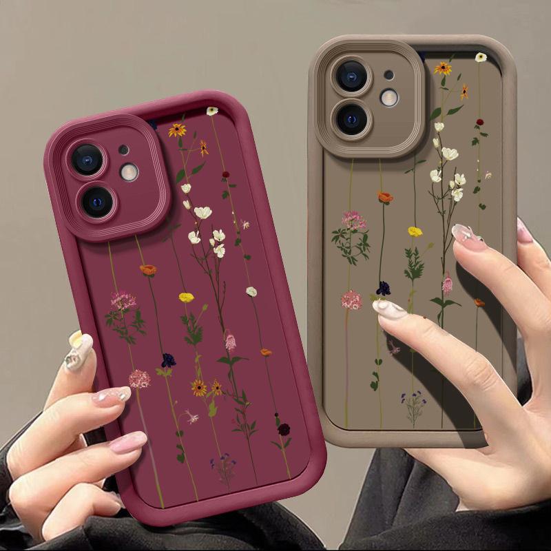 

Мягкий чехол TPU с цветными растениями для iPhone 16 15 Pro Max 14 Plus 13 12 11 Pro Max Xr X Xs 7 8 Plus, противоударный защитный чехол для телефона с линзами iPhone 15 чёрный