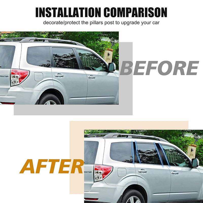 8pcs Black Door Trim Cover Stickers Pillar Posts for Subaru Forester 2009 2010 2011 2012 Car Window Decoration Auto Styling